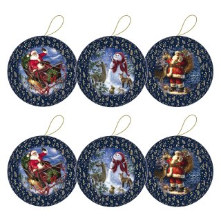 6er Set Weihnachtskugeln zum Befüllen Ø 8 cm "Blue Christmas"