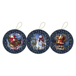 3er Set Weihnachtskugeln zum Befüllen Ø 10 cm "Blue Christmas"