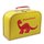 Kinderkoffer 16 cm gelb mit Dino rot und Wunschname