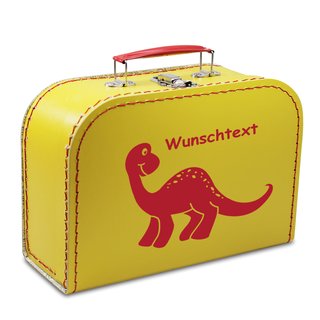 Kinderkoffer 35 cm gelb mit Dino rot und Wunschname