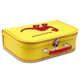 Kinderkoffer 35 cm gelb mit Dino rot und Wunschname