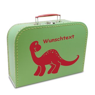 Kinderkoffer 16 cm hellgrün mit Dino rot und Wunschname