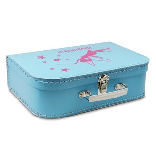 Kinderkoffer 30 cm blau mit Fee pink und Wunschname