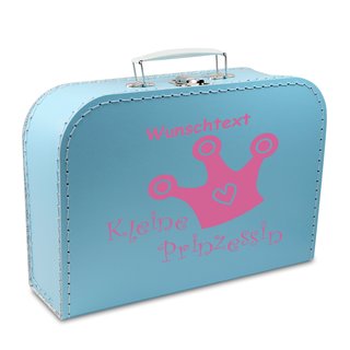 Kinderkoffer 16 cm blau mit Krone "Kleine Prinzessin" und Wunschname