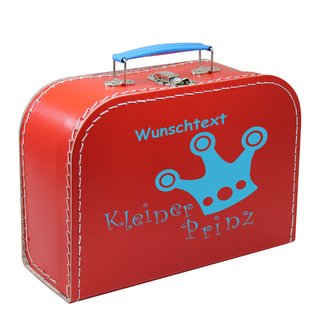 Kinderkoffer 16 cm rot mit Krone Kleiner Prinz und Wunschname