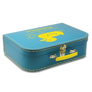 Kinderkoffer 20 cm petrolblau mit Ente gelb und Wunschname
