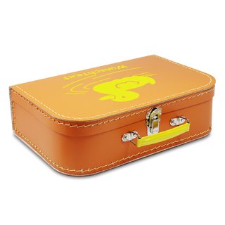 Kinderkoffer 20 cm orange mit Ente gelb und Wunschname