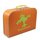 Kinderkoffer 40 cm orange mit Frosch grün und Wunschname