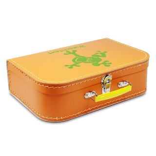 Kinderkoffer 45 cm orange mit Frosch grün und Wunschname