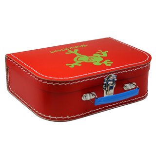 Kinderkoffer 16 cm rot mit Frosch grün und Wunschname