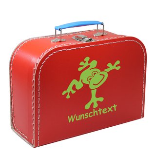 Kinderkoffer 25 cm rot mit Frosch grün und Wunschname