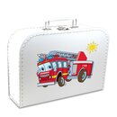 Kinderkoffer 30 cm weiß mit Feuerwehr und Sonne