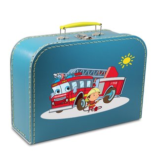 Kinderkoffer 45 cm petrol mit Feuerwehr, Feuerwehrmann und Sonne