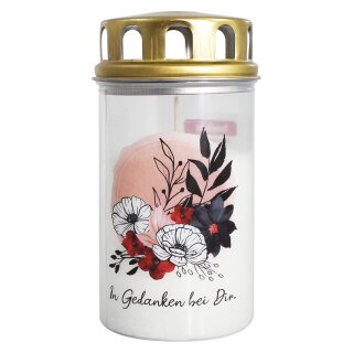 Ebersbacher Ewiglichter mit Golddeckel, Blumenbouquet „In Gedanken bei Dir“ (Ø x H) 75 x 150 mm