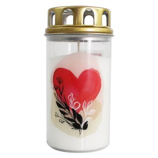 Ebersbacher Ewiglichter mit Golddeckel, Aquarell Herz (Ø x H) 75 x 150 mm