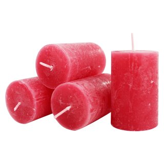 Ebersbacher rustikale Stumpenkerzen im 4er Tray Rot (Ø x H) 50 x 80 mm