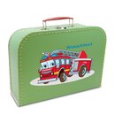 Kinderkoffer 35 cm hellgrün mit Feuerwehr und Wunschname