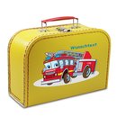 Kinderkoffer 35 cm gelb mit Feuerwehr und Wunschname