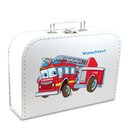 Kinderkoffer 20 cm weiß mit Feuerwehr und Wunschname