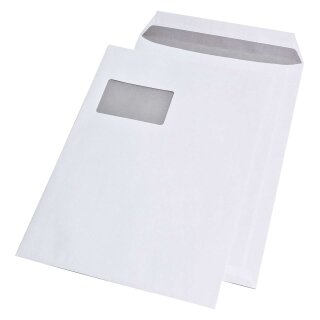 MAILmedia® Versandtaschen C4 , mit Fenster, haftklebend, 100 g/qm, weiß, 250 Stück