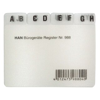 HAN Register A - Z, DIN A8 quer, 12-teilig, für Karteibox, Karteikästen/Tröge, grau