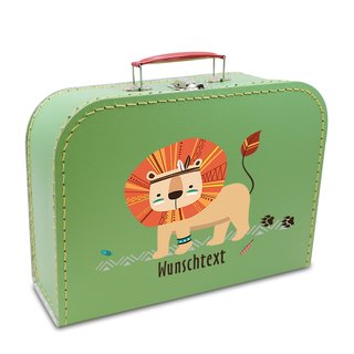 Kinderkoffer 40 cm hellgrün mit Löwe und Wunschname