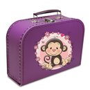 Kinderkoffer 25 cm violett mit Affe und Blumenborde