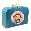 Kinderkoffer 40 cm petrol mit Affe, Blumenborde und Wunschname