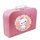 Kinderkoffer 16 cm pink mit Katze und Blumenborde