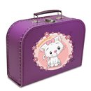 Kinderkoffer 40 cm violett mit Katze, Blumenborde und...