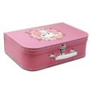Kinderkoffer 30 cm pink mit Katze, Blumenborde und Wunschname