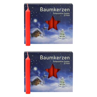 2er Pack Baumkerzen rot ca. 13 x 105 mm (2 x 20 Stück)