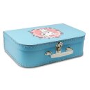 Kinderkoffer 45 cm blau mit Katze und Blumenborde