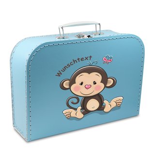 Kinderkoffer 20 cm blau mit Affe und Wunschname