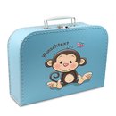 Kinderkoffer 25 cm blau mit Affe und Wunschname