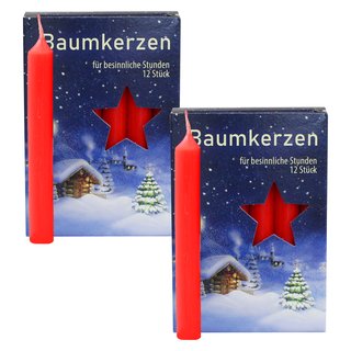 2er Pack Baumkerzen rot ca. 15 x 125 mm (2 x 12 Stück)