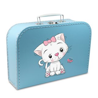 Kinderkoffer 25 cm blau mit Katze