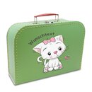 Kinderkoffer 35 cm hellgrün mit Katze und Wunschname