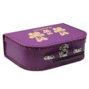 Kinderkoffer 30 cm violett mit Teddys beige und Wunschname