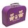 Kinderkoffer 30 cm violett mit Teddys beige und Wunschname