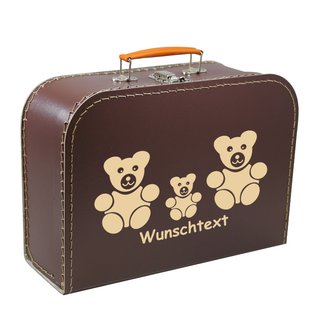 Kinderkoffer 30 cm braun mit Teddys beige und Wunschname