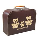 Kinderkoffer 45 cm braun mit Teddys beige und Wunschname