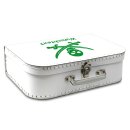 Kinderkoffer 35 cm weiß mit Totenkopf grün und Wunschname