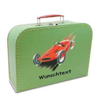 Kinderkoffer 20 cm hellgrün mit Rennwagen und Wunschname