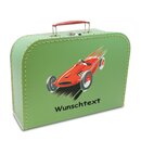 Kinderkoffer 40 cm hellgrün mit Rennwagen und Wunschname