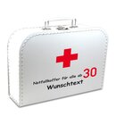 Notfallkoffer für alle ab 30, weiß 30 cm mit Wunschname