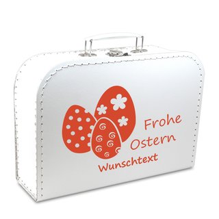 Pappkoffer 30 cm "Frohe Ostern" weiß mit Wunschname