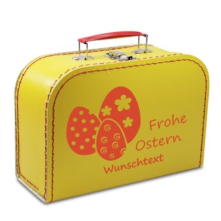 Pappkoffer 20 cm "Frohe Ostern" gelb mit Wunschname