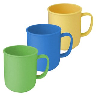Tasse mit Henkel 3er Set Gelb, Blau, Grün (3 x 300 ml)