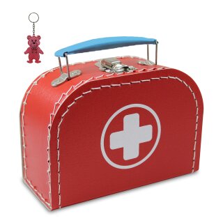 Arztkoffer rot mit weißem Kreuz 16 cm inkl. 1 Reflektorbärchen